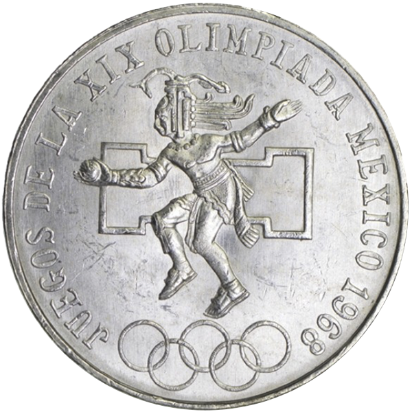 1968 MEXICAN 25 PESO SILVER OLYMPIC - Obverse