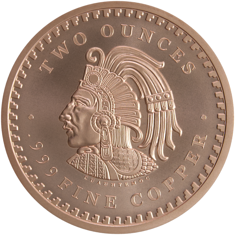 2 OZ COPPER ROUND AZTEC CALENDAR - Obverse