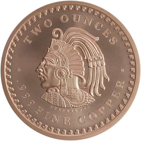 2 OZ COPPER ROUND AZTEC CALENDAR - Obverse