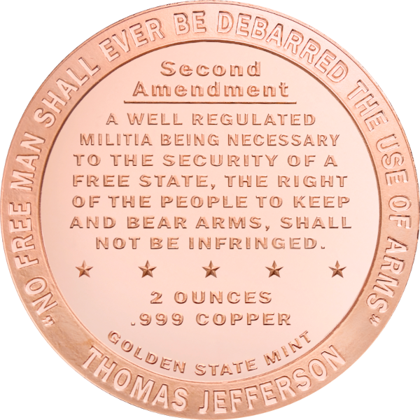 2 OZ COPPER ROUND SECOND AMENDMENT - Reverse