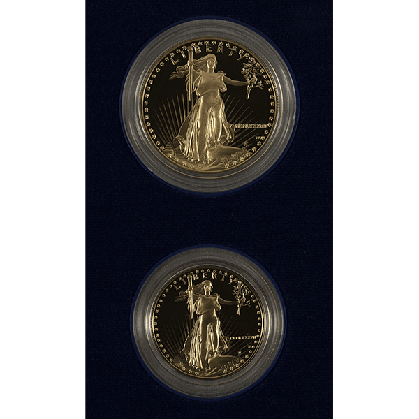 2 PIECE AMERICAN GOLD EAGLE SET PROOF WITH ORIGINAL BOX AND PAPERS - Reverse