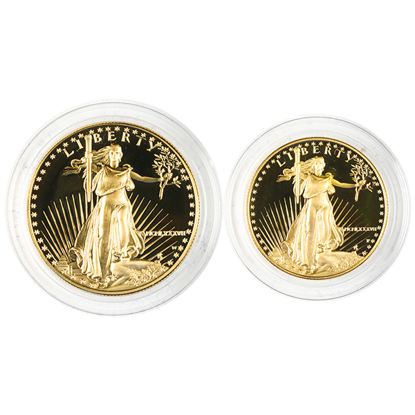 2 PIECE AMERICAN GOLD EAGLE SET PROOF (CAPSULE ONLY) - Obverse