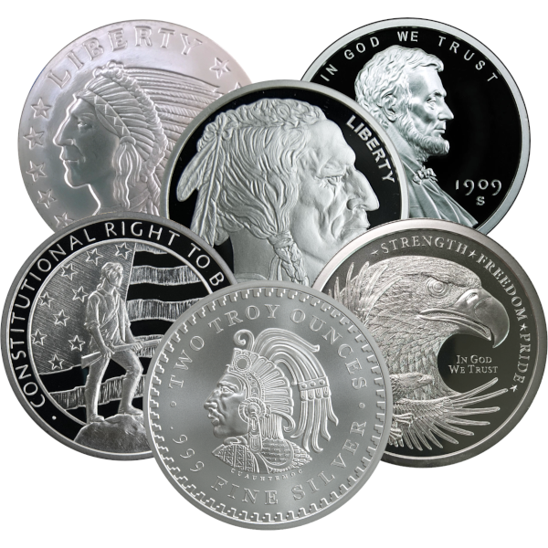 2 OZ SILVER ROUND GENERIC BRANDS - Obverse