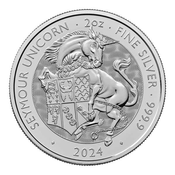 2024 2 OZ SILVER TUDOR BEASTS SEYMOUR UNICORN - Obverse