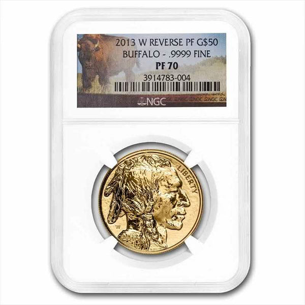 2013 $50 Reverse Proof Gold American Buffalo PF70 (100th Anniversary)