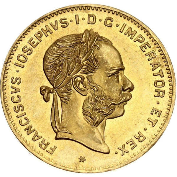 4 FLORIN AUSTRIAN/10 FRANC GOLD COIN - Obverse