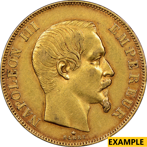 50 FRANC FRENCH GOLD COIN - Obverse