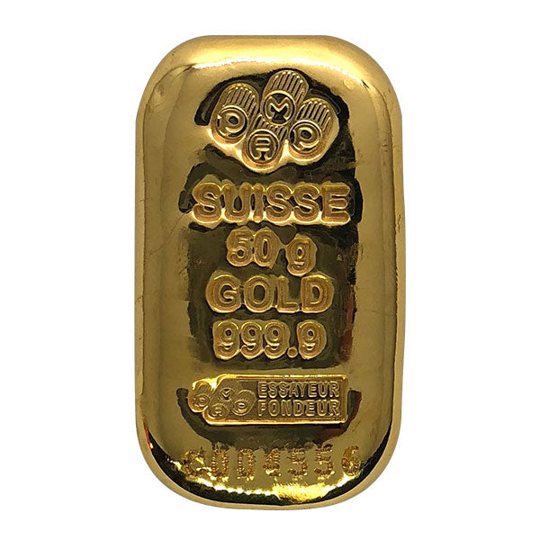 50 GRAM GOLD BAR PAMP CAST - Obverse