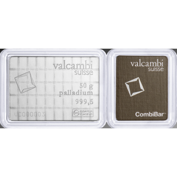 50 GRAM PALLADIUM COMBI-BAR VALCAMBI - Obverse