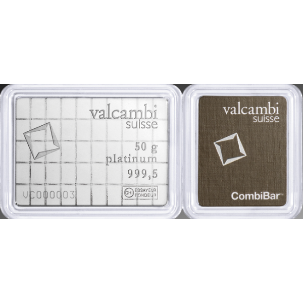 50 GRAM PLATINUM COMBI-BAR VALCAMBI - Obverse