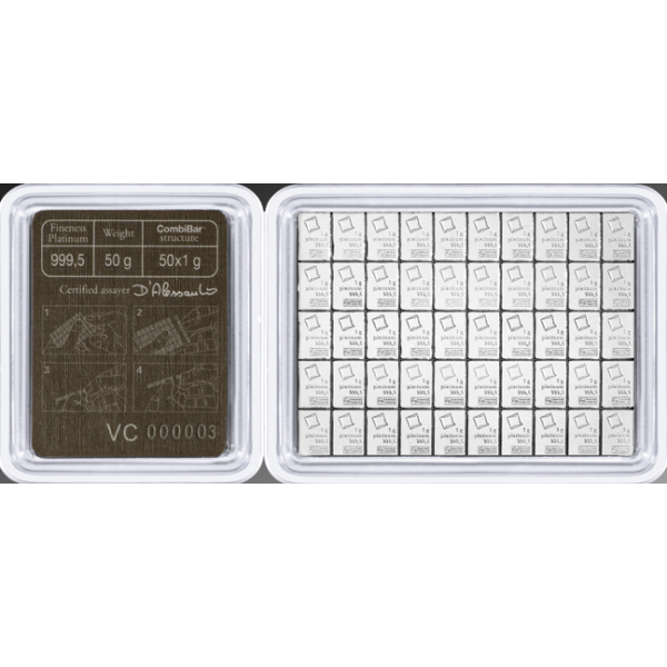 50 GRAM PLATINUM COMBI-BAR VALCAMBI - Reverse