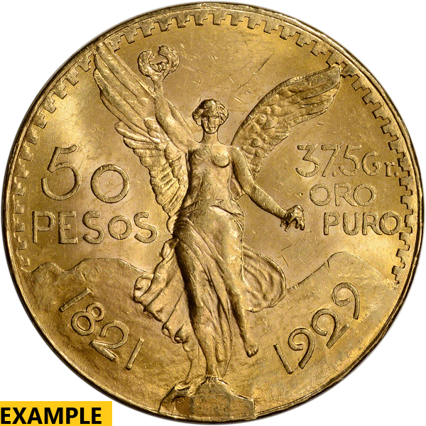 1929 MEXICO 50 PESO GOLD COIN - Obverse