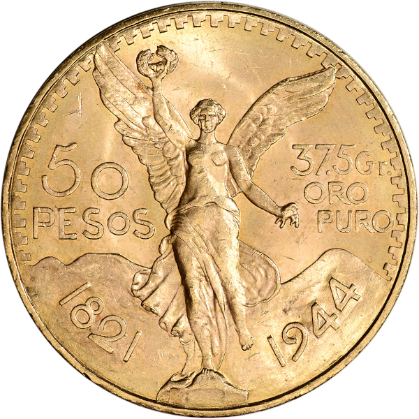 1944 MEXICO 50 PESO GOLD COIN - Obverse