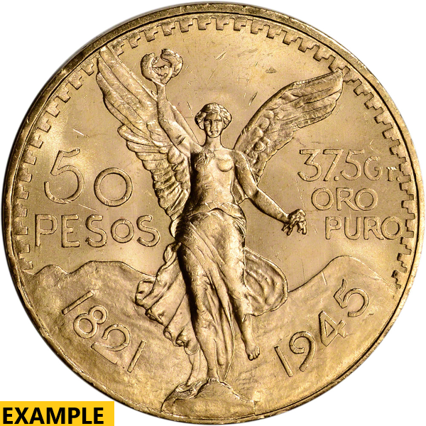 1945 MEXICO 50 PESO GOLD COIN - Obverse