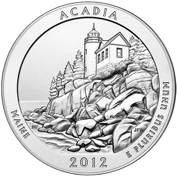 2012 5 OZ SILVER ATB ACADIA NATIONAL PARK - Obverse