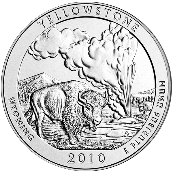 2010 5 OZ SILVER ATB YELLOWSTONE - Obverse