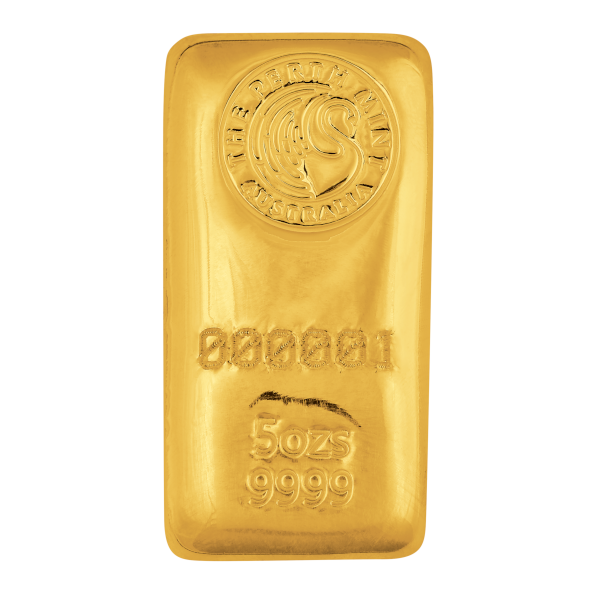 5 OZ GOLD BAR PERTH CAST - Obverse