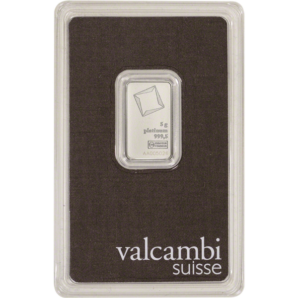 5 GRAM PLATINUM BAR VALCAMBI - Obverse