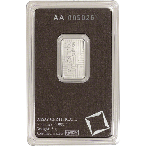 5 GRAM PLATINUM BAR VALCAMBI - Reverse