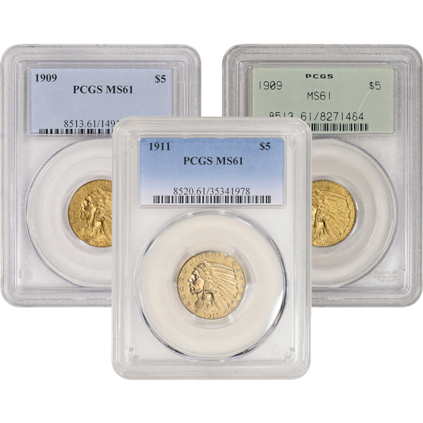 $5 U.S. GOLD INDIAN PCGS61 - Obverse