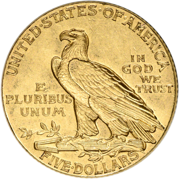 $5 U.S. GOLD INDIAN PCGS61 - Reverse