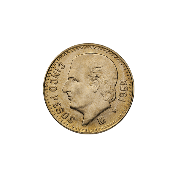 5 PESO MEXICAN GOLD COIN - Obverse