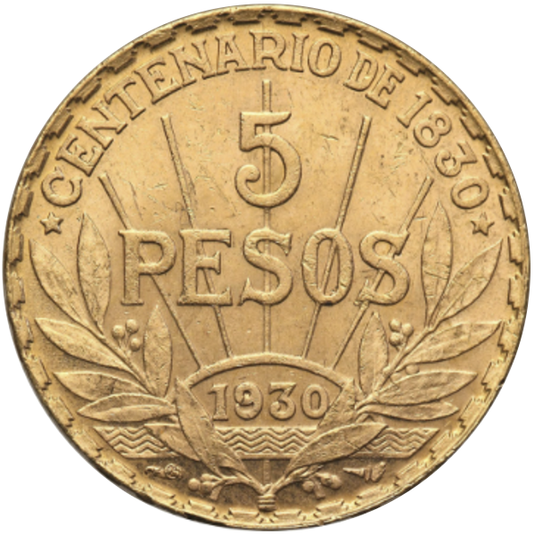 5 PESO URUGUAY GOLD COIN - Obverse