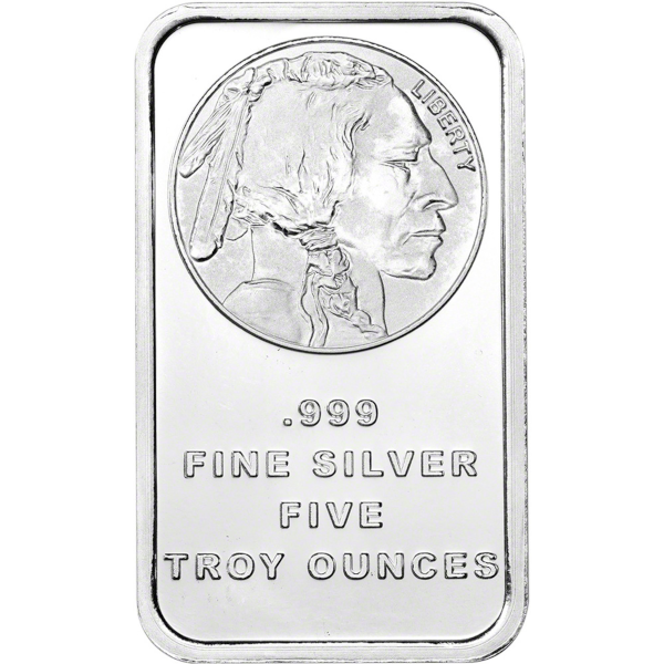 5 OZ SILVER BAR BUFFALO SILVERTOWNE - Obverse