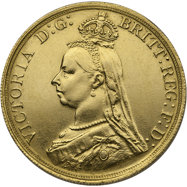 5 POUND ENGLISH GOLD SOVEREIGN - Obverse