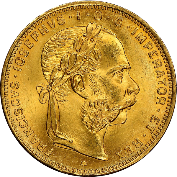8 FLORIN AUSTRIAN GOLD COIN - Obverse