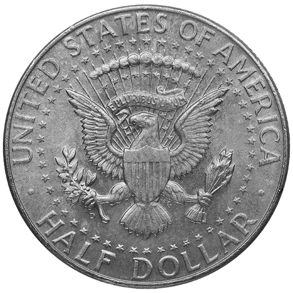 1964 Kennedy Half Dollar silver coin featuring the heraldic eagle design with shield, arrows, olive branch, and United States of America inscription