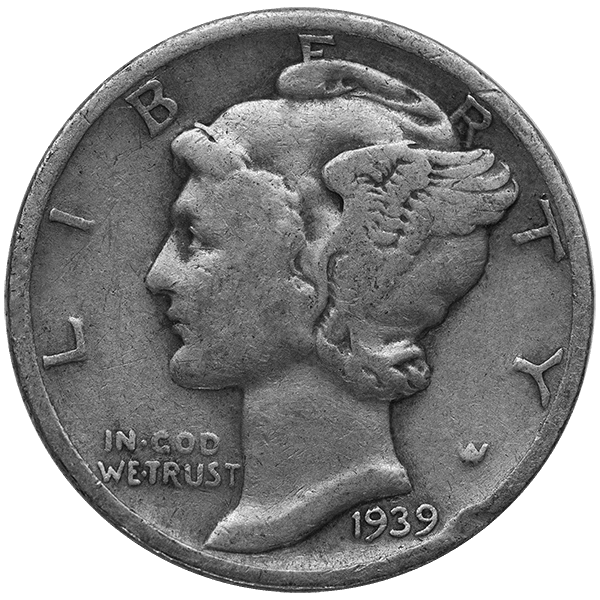 90% AMERICAN SILVER COINS - MERCURY DIMES - Obverse