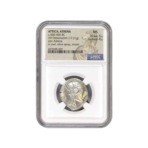 440-404 B.C. Athenian Owl Silver Tetradrachm NGC MS