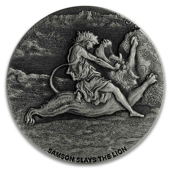 2019 Biblical Series | Samson Slays the Lion 2 oz Silver Coin