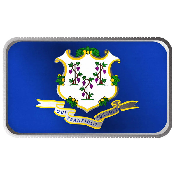 Connecticut State Flag 1 oz Silver Color Bar