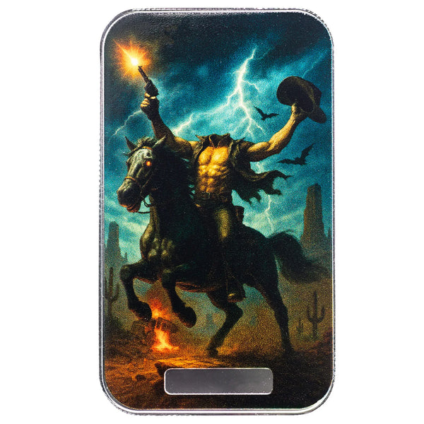 Headless Cowboy 1 oz Silver Serialized Colorized Bar