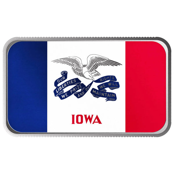 Iowa State Flag 1 oz Silver Color Bar