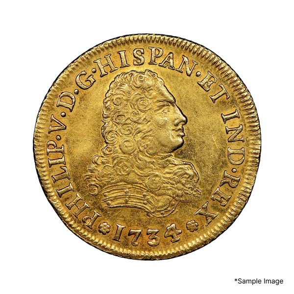 4 Escudos Gold Coin – Mexico 1734 – NGC AU55 Condition