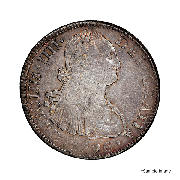 8 Reales Silver Coin – Mexico 1796 – NGC AU58 Condition