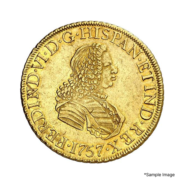 8 Escudos Gold Coin – Peru 1757 – NGC XF45 Condition