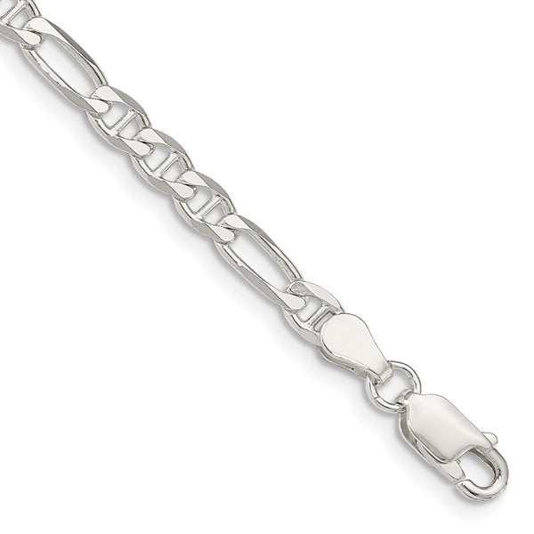 Sterling Silver Rhodium-plated 3.75mm Figaro Anchor Chain