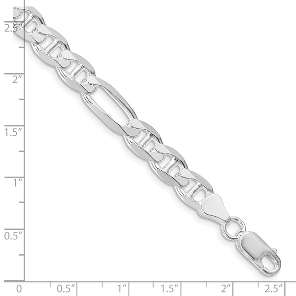 Sterling Silver Rhodium-plated 7.5mm Figaro Anchor Chain