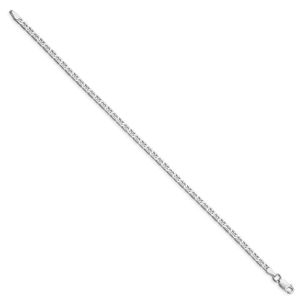 Sterling Silver Rhodium-plated 3mm Flat Anchor Chain