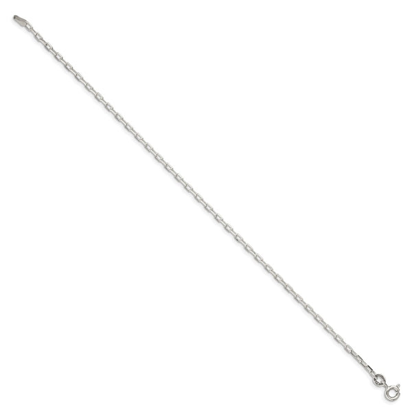 Sterling Silver 2.2mm Diamond-cut Long Link Cable Chain