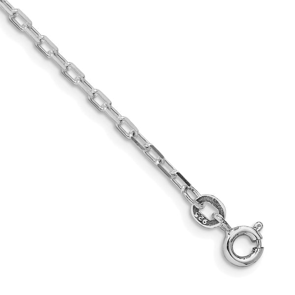 Sterling Silver Rhodium-plated 2.2mm Diamond-cut Long Link Cable Chain