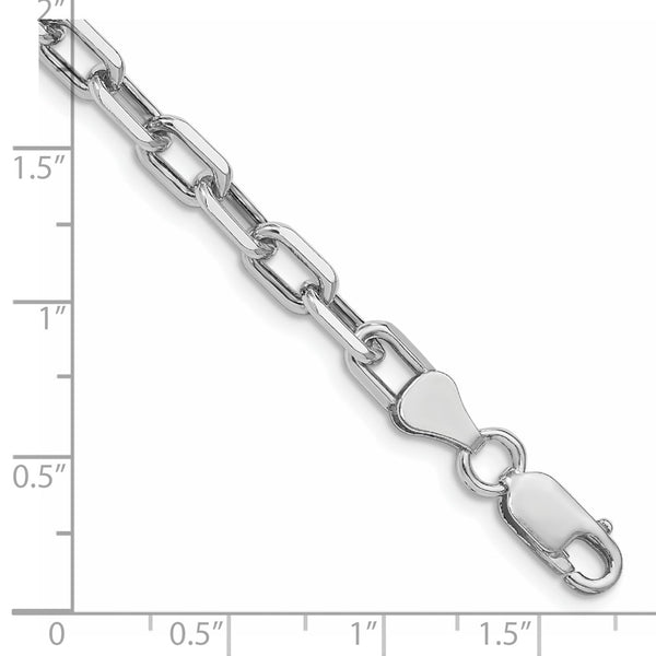 Sterling Silver Rhodium-plated 5.75mm Diamond-cut Long Link Cable Chain - 8 Inches