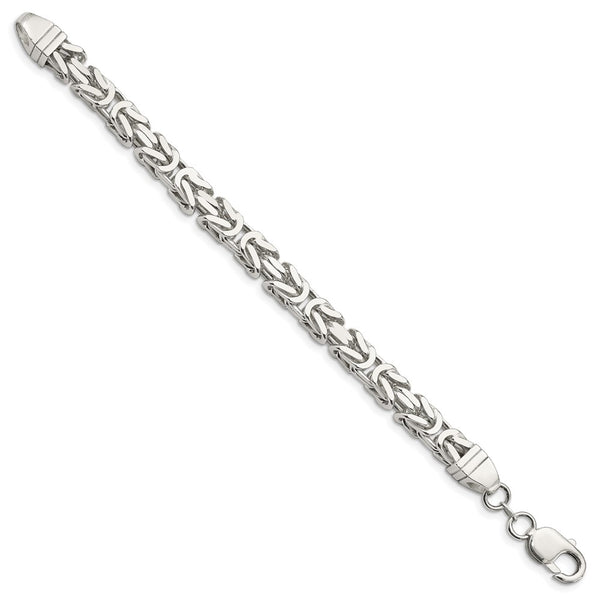 Sterling Silver 7.5mm Byzantine Chain - 9 inches