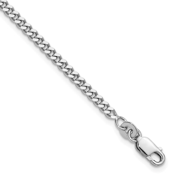 Sterling Silver Rhodium-plated 3mm Curb Chain - 7 Inches