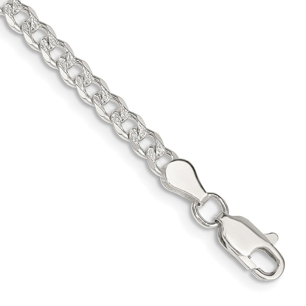 Sterling Silver 3.8mm Pave Curb Chain