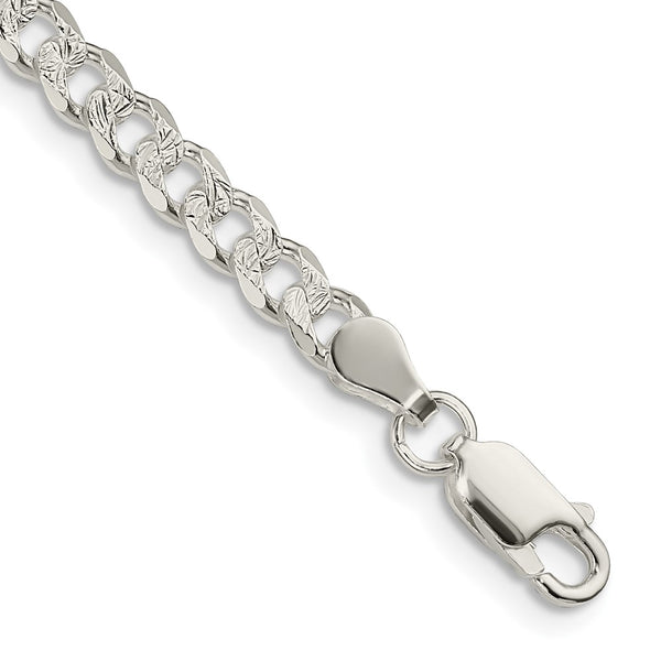 Sterling Silver 4.5mm Pav Curb Chain